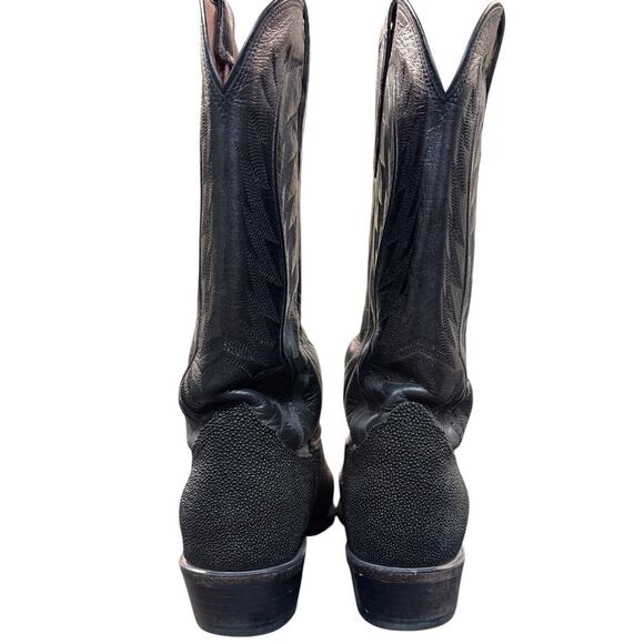 Nocona Black Stingray Cowboy Boots Mens 10.5 B Exotic Shagreen Western Leather main image 7